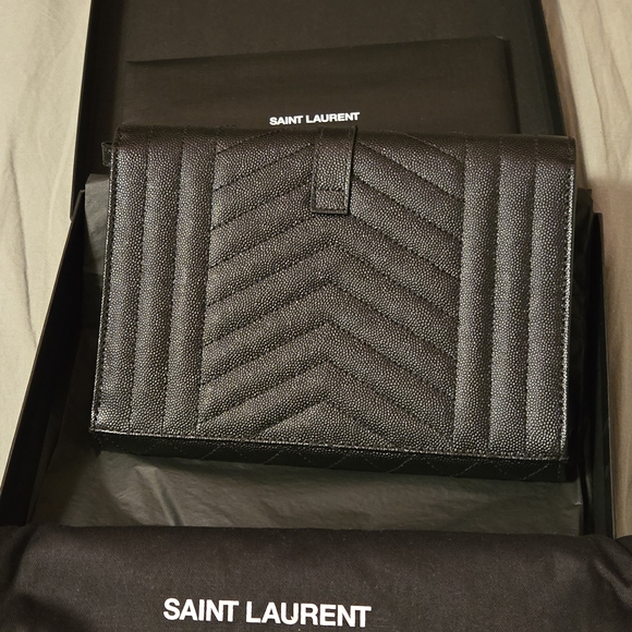 Saint Laurent Black Quilted Leather Clutch - Picture 9 of 16